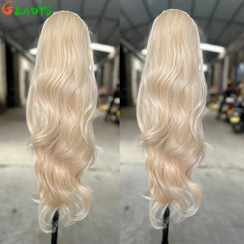 Extensions cheveux queue de cheval synthétiques ondulées Ombré Blond 70 cm avec cordon de serrage, 28 pouces, 180g/pièce( Ponytail)